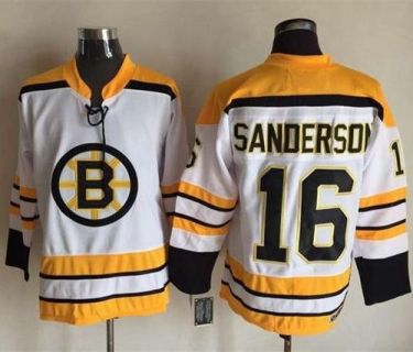 Boston Bruins #16 Derek Sanderson White CCM Throwback Stitched NHL Jersey