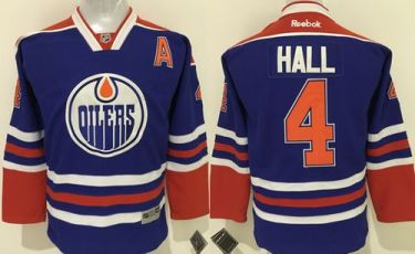 Youth Edmonton Oilers #4 Taylor Hall Stitched Light Blue NHL Jersey
