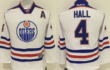 Youth Edmonton Oilers #4 Taylor Hall White Stitched NHL Jersey
