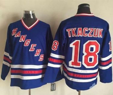 New York Rangers #18 Walt Tkaczuk Blue CCM Heroes of Hockey Alumni Stitched NHL Jersey