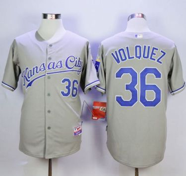 Kansas City Royals #36 Edinson Volquez Grey Cool Base Road Stitched MLB Jersey