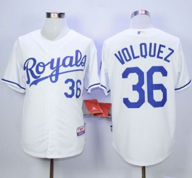 Kansas City Royals #36 Edinson Volquez White Cool Base Stitched MLB Jersey