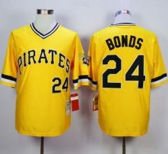 Pittsburgh Pirates #24 Barry Bonds Yellow Throwback Mitchell And Ness Stitched MLB Jersey