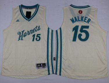 Charlotte Hornets #15 Kemba Walker Cream 2015-2016 Christmas Day Stitched NBA Jersey