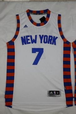 New York Knicks #7 Carmelo Anthony White Hardwood Classics Performance Stitched NBA Jersey