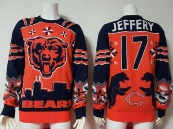 Nike Chicago Bears #17 Alshon Jeffery Orange Navy Blue Men's Ugly Sweater