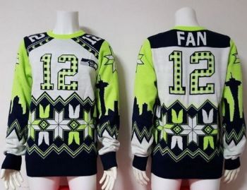 Nike Seattle Seahawks #12 Fan White Men's Ugly Sweater