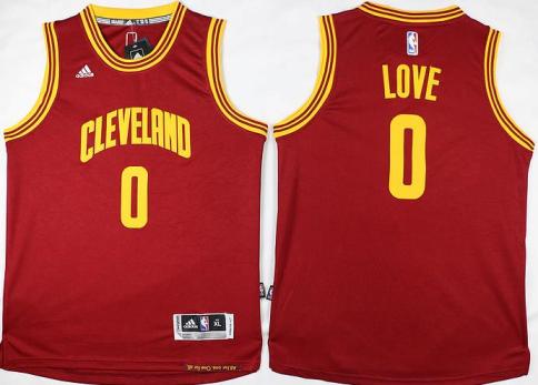 Youth Cleveland Cavaliers #0 Kevin Love Red Stitched NBA Jersey