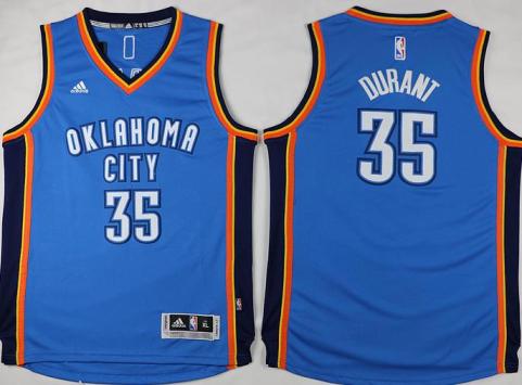 Youth Oklahoma City Thunder 35 Kevin Durant Blue Revolution 30 Swingman NBA Jersey