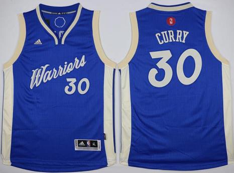 Youth Golden State Warriors #30 Stephen Curry Blue 2015-2016 Christmas Day Stitched NBA Jersey