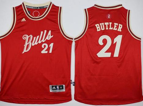 Youth Chicago Bulls #21 Jimmy Butler Red 2015-2016 Christmas Day Stitched NBA Jersey