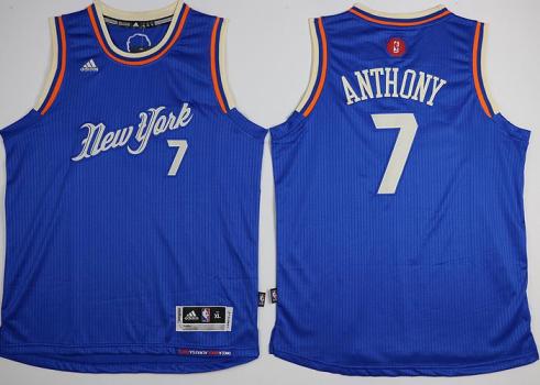 Youth New York #7 Carmelo Anthony Blue 2015-2016 Christmas Day Stitched NBA Jersey