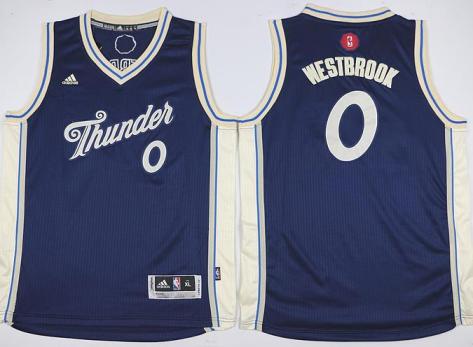 Youth Oklahoma City Thunder #0 Russell Westbrook Navy Blue 2015-2016 Christmas Day Stitched NBA Jersey