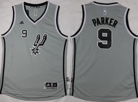 Youth San Antonio Spurs 9# Tony Parker Grey Revolution 30 Swingman NBA Jerseys