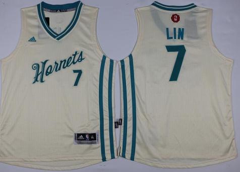 Youth Charlotte Hornets #7 Jeremy Lin Cream 2015-2016 Christmas Day Stitched NBA Jersey