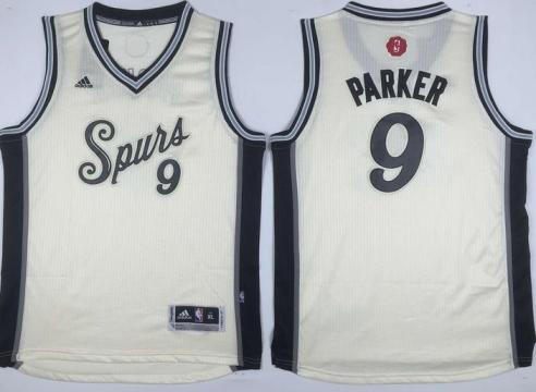 Youth San Antonio Spurs #9 Tony Parker Cream 2015-2016 Christmas Day Stitched NBA Jersey