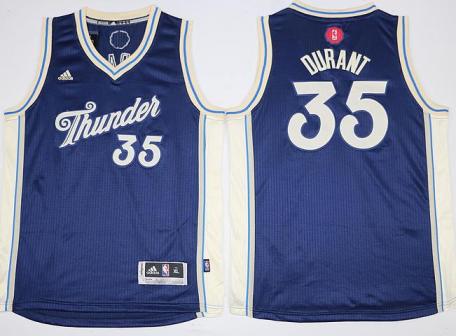 Youth Oklahoma City Thunder #35 Kevin Durant Navy Blue 2015-2016 Christmas Day Stitched NBA Jersey