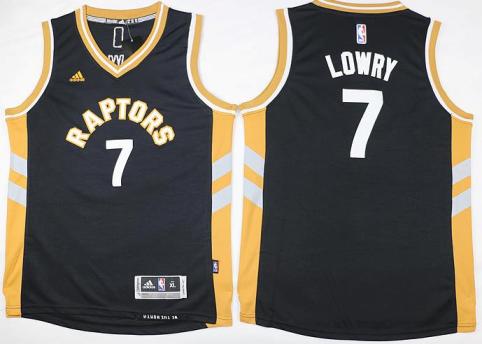 Youth Toronto Raptors #7 Kyle Lowry Black Gold Stitched NBA Jersey