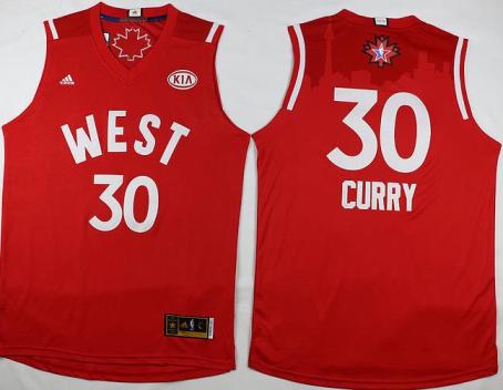 2016 NBA All-Star Western Conference Golden State Warriors #30 Stephen Curry Red Stitched NBA Jersey