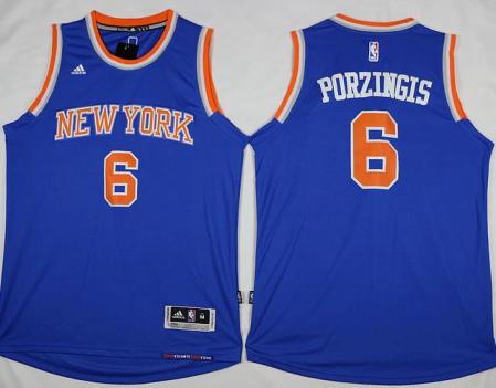New York Knicks #6 Kristaps Porzingis Blue Stitched NBA Jersey