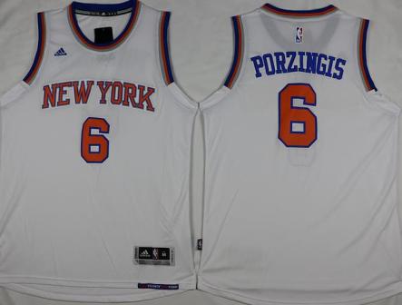 New York Knicks #6 Kristaps Porzingis White Stitched NBA Jersey