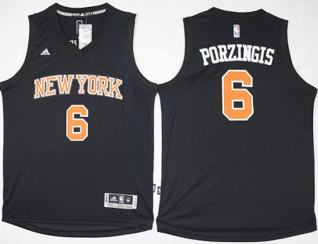 New York Knicks #6 Kristaps Porzingis Black Stitched NBA Jersey