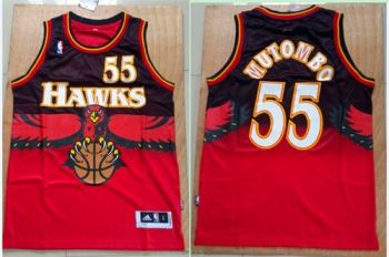 Hawks #55 Dikembe Mutombo Red Throwback Stitched NBA Jersey