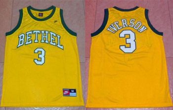 Philadelphia 76ers #3 Allen Iverson Yellow Bethel High School Stitched NBA Jersey