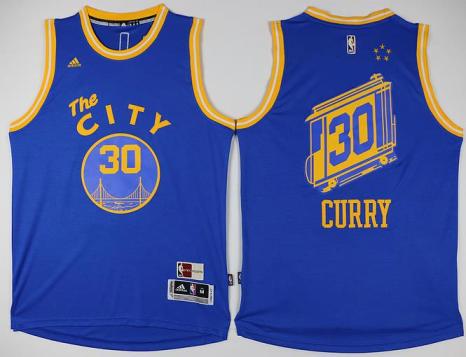 Golden State Warriors #30 Stephen Curry Blue Throwback The City Stitched NBA Jersey