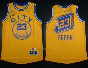 Golden State Warriors #23 Draymond Green Gold Throwback The City Stitched NBA Jersey