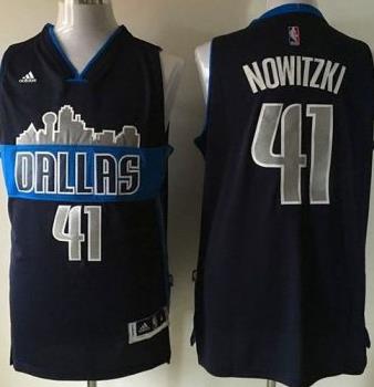 Dallas Mavericks #41 Dirk Nowitzki Navy Blue The City Stitched NBA Jersey