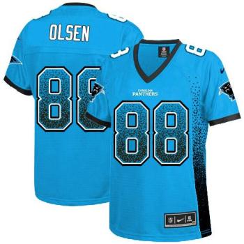 Women's Nike Panthers #88 Greg Olsen Blue Alternate Stitched NFL Elite Drift Fashion Jersey