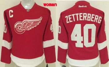 Women's Red Wings #40 Henrik Zetterberg Red Home Stitched NHL Jersey