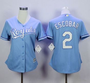 Women's Royals #2 Alcides Escobar Light Blue Home Stitched MLB Jersey