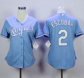 Women's Royals #2 Alcides Escobar Light Blue Home Stitched MLB Jersey Women's Royals #2 Alcides Escobar Light Blue Home Stitched MLB Jersey