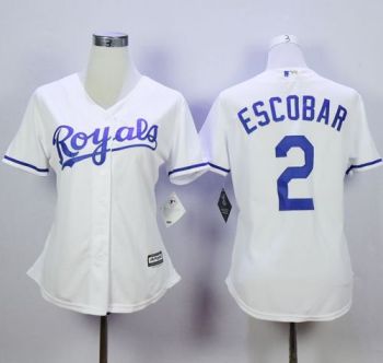 Women's Royals #2 Alcides Escobar White Home Stitched MLB Jersey