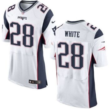 Nike New England Patriots #28 James White White Men's Stitched NFL New Elite Jersey