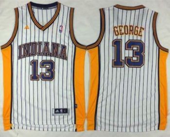Indiana Pacers #13 Paul George White Throwback Stitched NBA Jersey