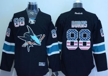 San Jose Sharks #88 Brent Burns Black USA Flag Fashion Stitched NHL Jersey