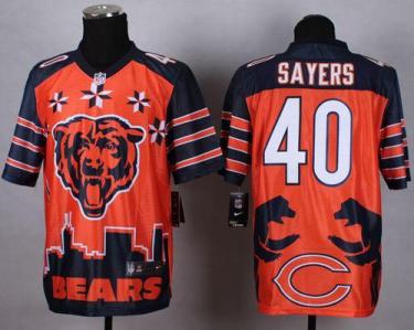 Nike Chicago Bears #40 Gale Sayers Orange Men's Stitched NFL Elite Noble Fashion Jersey