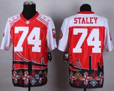 Nike San Francisco 49ers #74 Joe Staley Red Men's Stitched NFL Elite Noble Fashion Jersey