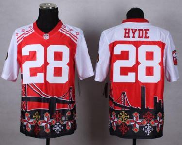 Nike San Francisco 49ers #28 Carlos Hyde Red Men's Stitched NFL Elite Noble Fashion Jersey