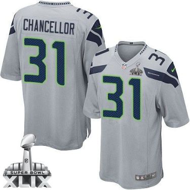 Nike Seattle Seahawks #31 Kam Chancellor Grey Alternate Super Bowl XLIX Men's Stitched NFL Game Jersey