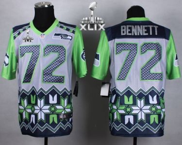 Nike Seattle Seahawks #72 Michael Bennett Grey Super Bowl XLIX Men's Stitched NFL Elite Noble Fashion Jersey