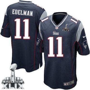 Nike New England Patriots #11 Julian Edelman Navy Blue Team Color Super Bowl XLIX Men's Stitched NFL Game Jersey