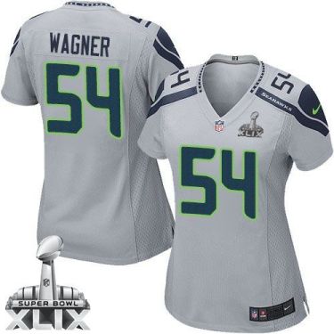 Women's Nike Seattle Seahawks #54 Bobby Wagner Grey Alternate Super Bowl XLIX Stitched NFL Jersey