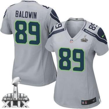 Women's Nike Seattle Seahawks #89 Doug Baldwin Grey Alternate Super Bowl XLIX Stitched NFL Jersey