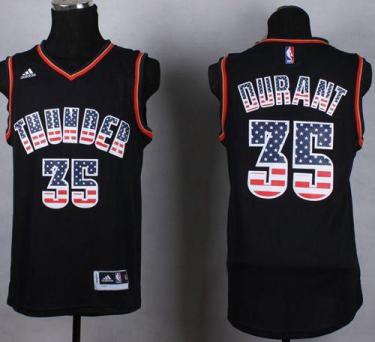 Oklahoma City Thunder #35 Kevin Durant Black USA Flag Fashion Stitched NBA Jersey