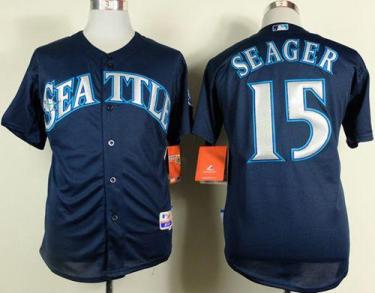 Seattle Mariners #15 Kyle Seager Navy Blue Cool Base Stitched Baseball Jersey