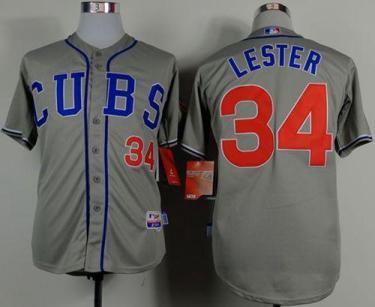 Chicago Cubs #34 Jon Lester Grey Cool Base Stitched Baseball Jersey